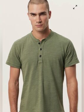 Rag & Bone Army Slub Organic Cotton Henley Tee Olive Green Size Large